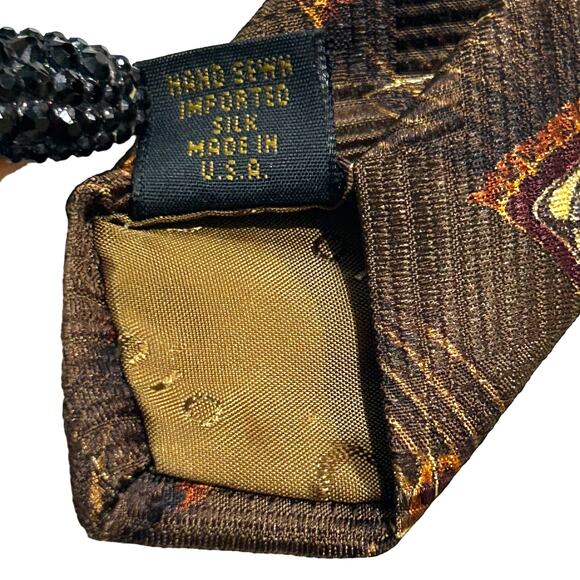 Brown Abstract Wavy Stripes Tie - Picture 6 of 6